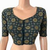 Ajrakh Cotton  Sweetheart neck Blouse,   Indigo blue,  BA1137 Ajrakh Cotton  Sweetheart neck Blouse,   Indigo blue,  BA1137