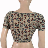 Ajrakh Cotton V Neck Blouse with Short Sleeves , Ivory ,BA1172 Ajrakh Cotton V Neck Blouse with Short Sleeves , Ivory ,BA1172