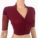 Ajrakh Cotton High Neck Blouse , Purple - Maroon ,BA1174 Ajrakh Cotton High Neck Blouse , Purple - Maroon ,BA1174