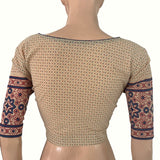 Ajrakh Cotton Sweetheart Neck Blouse, Ivory, BA1176 Ajrakh Cotton Sweetheart Neck Blouse, Ivory, BA1176