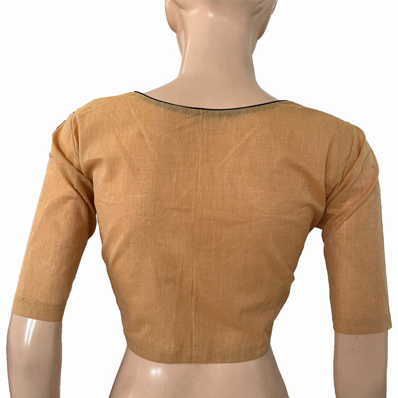 Handloom Cotton Sweetheart neck Blouse, Sandal, BH1252