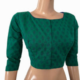 Jacquard Cotton Boat neck Blouse with Lining,  Green,  BH1260 Jacquard Cotton Boat neck Blouse with Lining,  Green,  BH1260