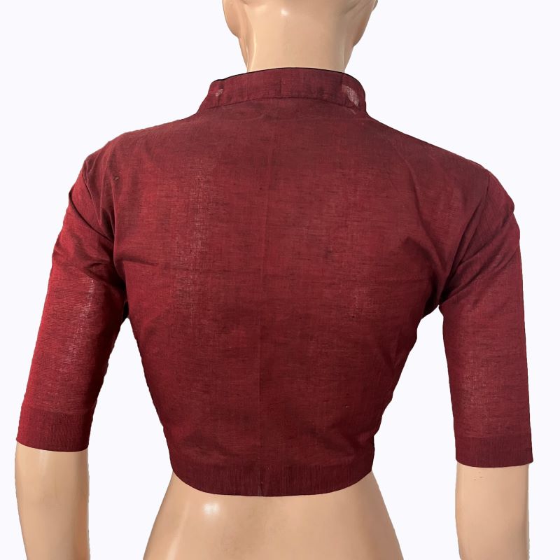 South Cotton High neck Blouse, Maroon, BH1287