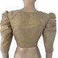 Zari woven  Shimmer Blouse with Sweetheart neck and Gathered Sleeves with Lining , Beige , BH1306
