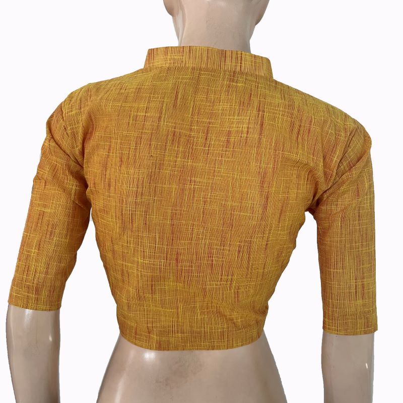 Slub Cotton V Collar Blouse ,Yellow , BH1313