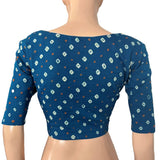 Bandhani Cotton V neck Blouse, Iris Blue, BP1200 Bandhani Cotton V neck Blouse, Iris Blue, BP1200