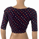 Bandhani Cotton V Neck Blouse with Lining ,Purple, BP1222 Bandhani Cotton V Neck Blouse with Lining ,Purple, BP1222