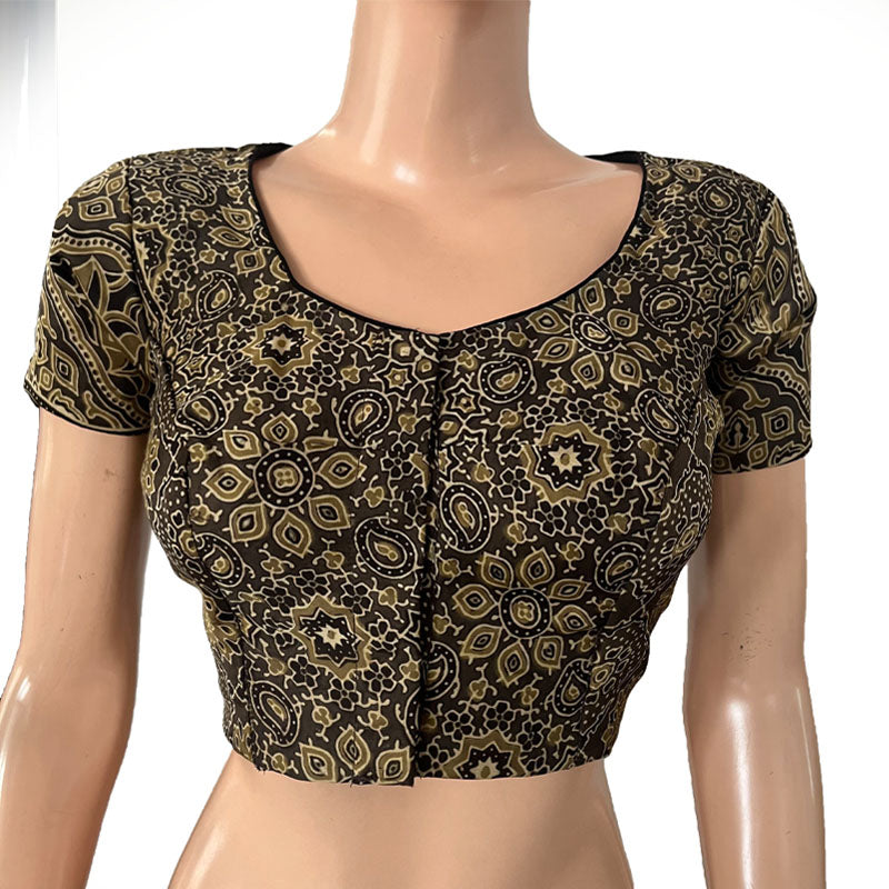 Modal Silk Round neck Blouse, with Short Sleevea & Lining, Grey, BS1168