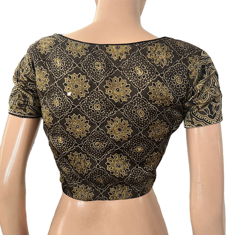 Modal Silk Round neck Blouse, with Short Sleevea & Lining, Grey, BS1168