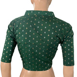 Banarasi Art Silk Collar Neck Blouse with Golden and Silver Butta & Lining, Bottle Green, BS1176 Banarasi Art Silk Collar Neck Blouse with Golden and Silver Butta & Lining, Bottle Green, BS1176