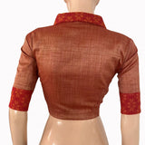 Silk Cotton Shawl Collar Jacquard Blouse with Lining , Peach ,BS1194 Silk Cotton Shawl Collar Jacquard Blouse with Lining , Peach ,BS1194