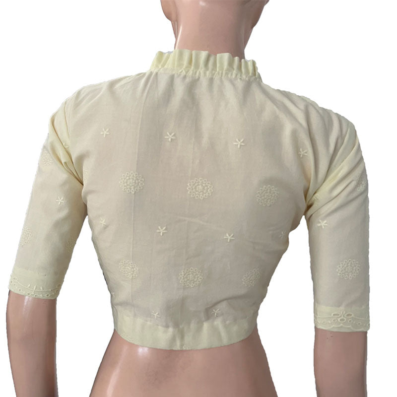Hakoba Soft Cotton Frill collar Blouse with Lining, Lemon Yellow, BW1158