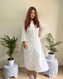 Cotton Cutwork Straight cut Kurti with Chinese Collar & Lining, Pure White, KW1001 Cotton Cutwork Straight cut Kurti with Chinese Collar & Lining, Pure White, KW1001