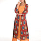 Kalamkari Cotton Roundneck Jacket Style Layered A line  Kurta  ,  Red - Mustard,  KK1074