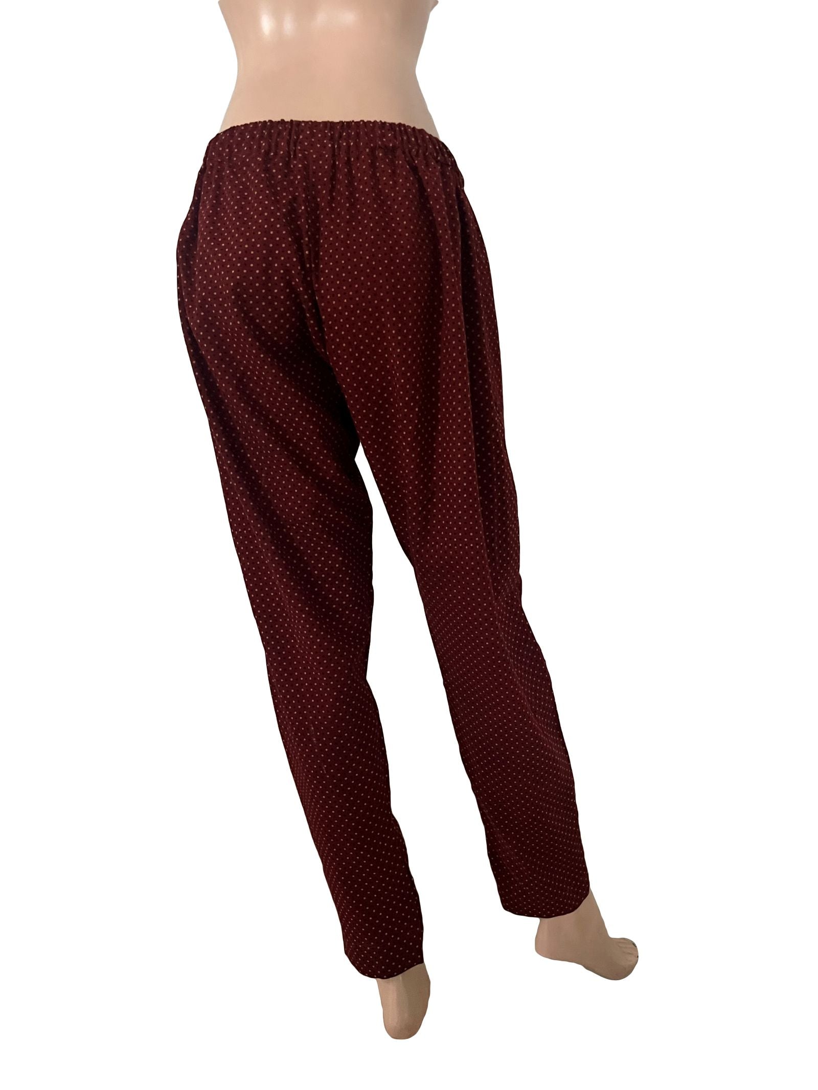 Ajrakh Cotton Pants with Pockets, Fully Elasticated, Maroon , PN1113 Ajrakh Cotton Pants with Pockets, Fully Elasticated, Maroon , PN1113