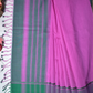 Pure Handloom Mangalgiri Cotton Saree with Threadwork Temple Border & Tassles,  Pink with Green,  SR1039