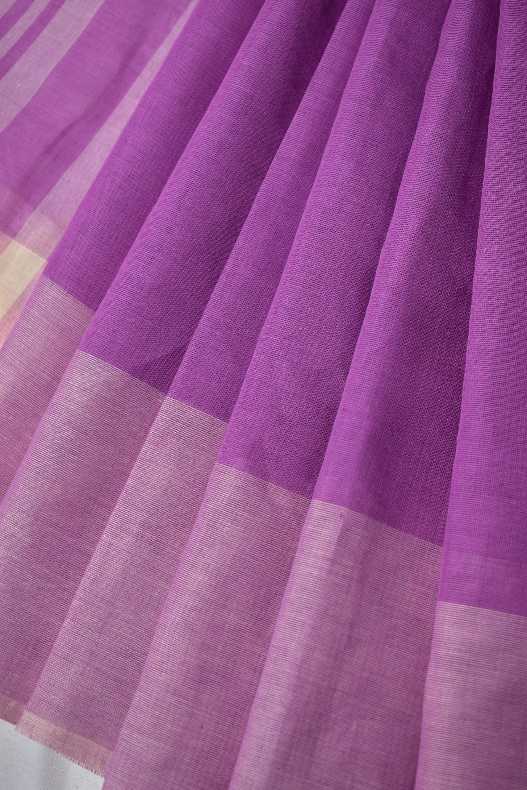 Pure Handloom Mangalgiri Cotton Saree with Contrast Border, Lavendar, SR1038