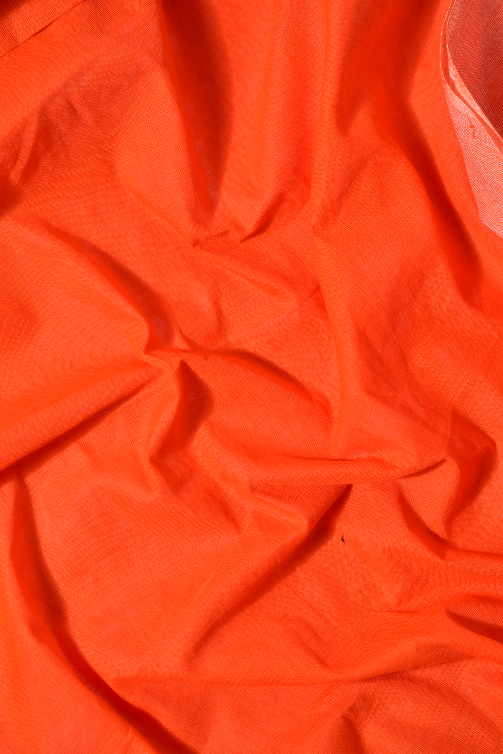 Pure Handloom Mangalgiri Cotton Saree with Contrast Border, Orange, SR1041
