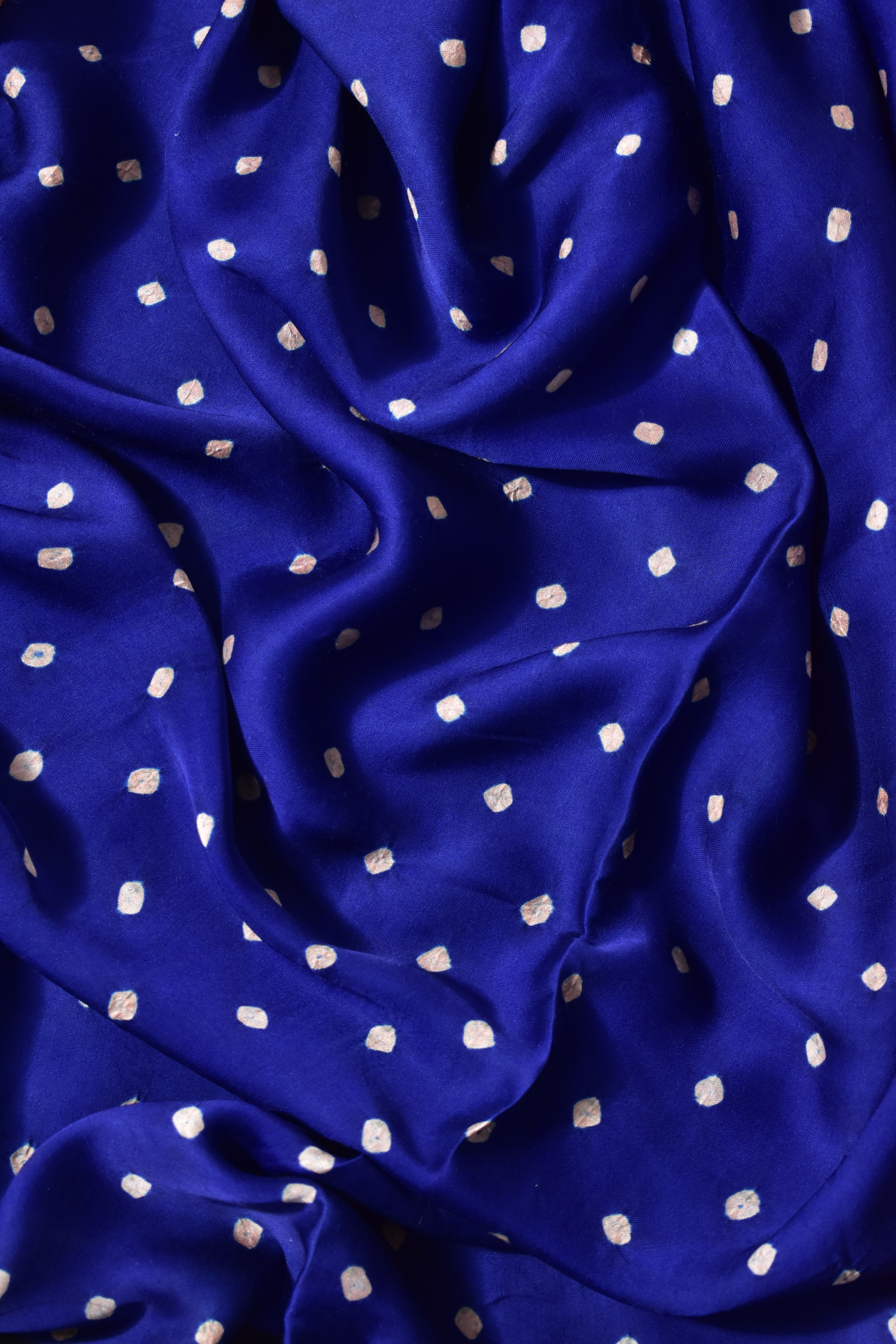 Modal Silk Bandhani-Ajrakh Saree with Blouse Piece,Blue-Red,SS1001