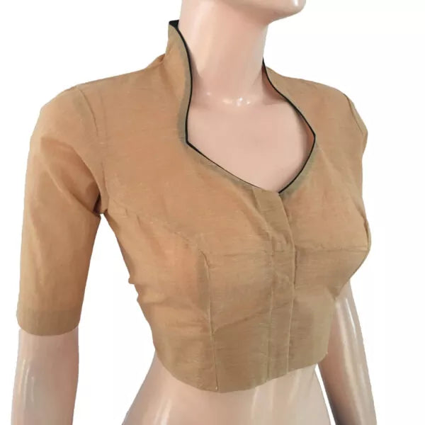 Handloom South Cotton High Neck Blouse , Sandal, BH1156
