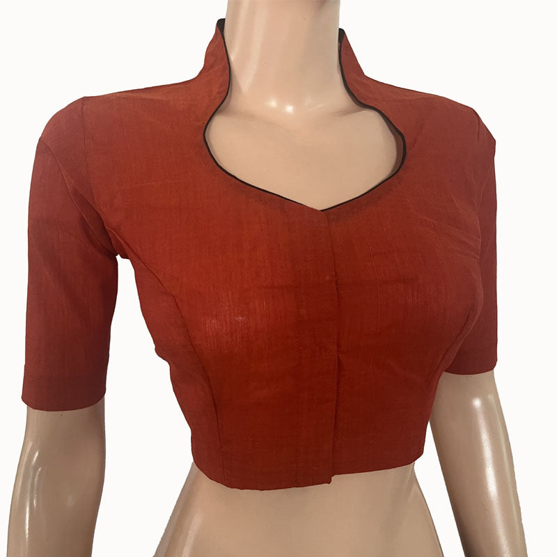 South Cotton High neck Blouse, Rust, BH1249
