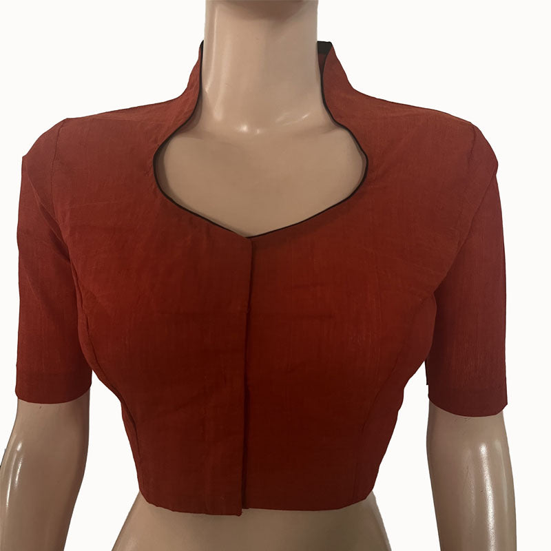 South Cotton High neck Blouse, Rust, BH1249