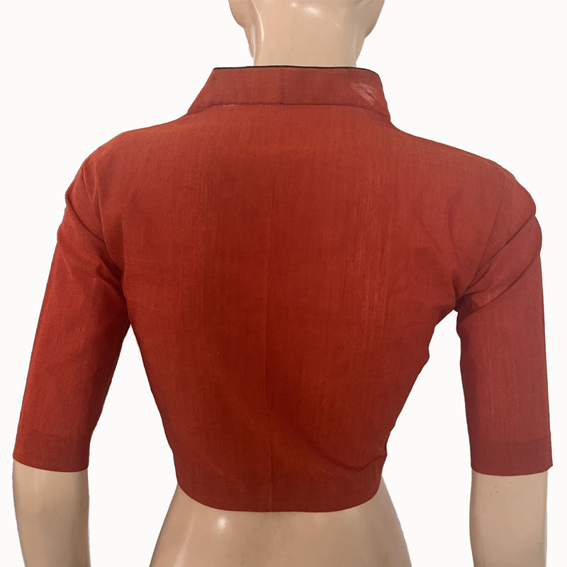 South Cotton High neck Blouse, Rust, BH1249