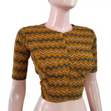 Dhabu Cotton Closeneck Croptop Blouse, Yellow – Green, BP1107 Dhabu Cotton Closeneck Croptop Blouse, Yellow – Green, BP1107