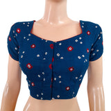 Bandhani  Tie - Dye Cotton Potneck Blouse with Tulip Cut & Lining,  Blue, BP1121 Bandhani  Tie - Dye Cotton Potneck Blouse with Tulip Cut & Lining,  Blue, BP1121