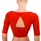 Semi Raw Silk Sweetheart neck Blouse with Triangular cut in the back & Lining,  Rust - Orange, BS1125A Semi Raw Silk Sweetheart neck Blouse with Triangular cut in the back & Lining,  Rust - Orange, BS1125A