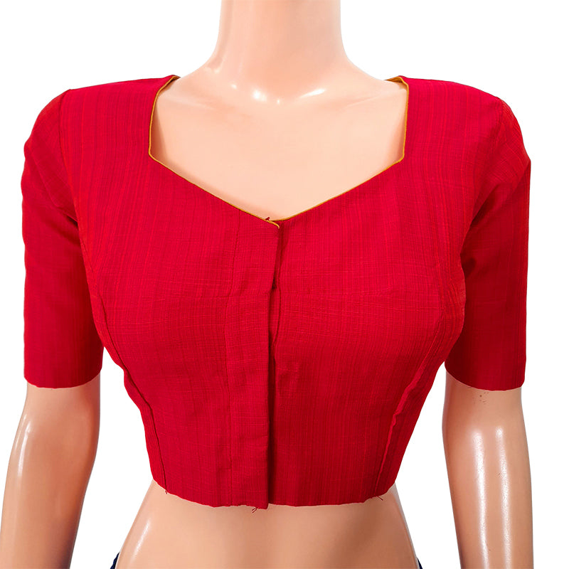 Semi Raw Silk Sweetheart neck Blouse with Triangular cut in the back & –  Scarlet Thread