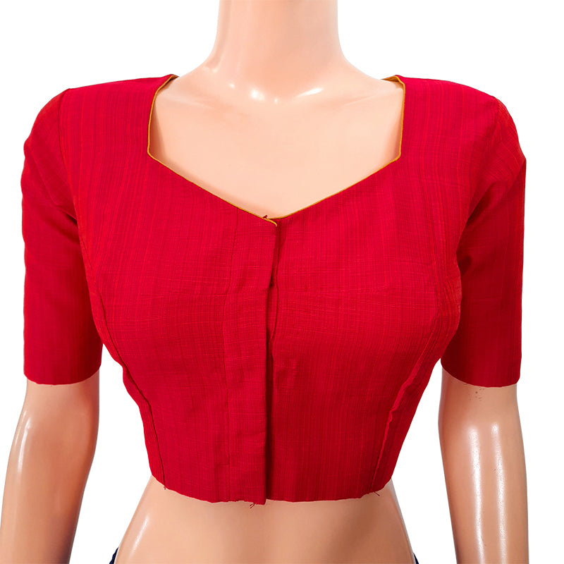Semi Raw Silk Sweetheart neck Blouse with Triangular cut in the back & Lining, Majentha, BS1127A