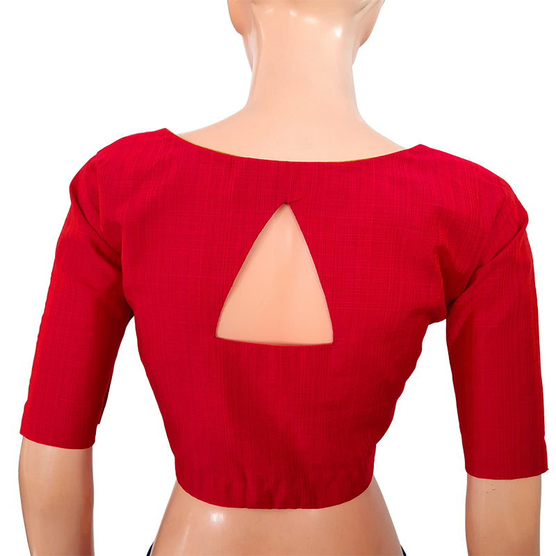 Semi Raw Silk Sweetheart neck Blouse with Triangular cut in the back & Lining, Majentha, BS1127A