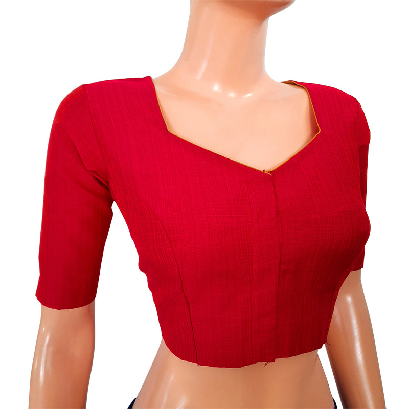 Semi Raw Silk Sweetheart neck Blouse with Triangular cut in the back & Lining, Majentha, BS1127A