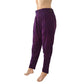 Woven Slub Cotton Pants with Side Zip & Pockets, Back Elasticated, Purple,  PN1068