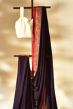 Plum Purple & Ruby Red Modal Silk Saree with Plain body, Ajrakh border Pallu & Blouse Piece, SS1019 Plum Purple & Ruby Red Modal Silk Saree with Plain body, Ajrakh border Pallu & Blouse Piece, SS1019
