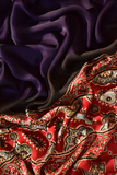 Plum Purple & Ruby Red Modal Silk Saree with Plain body, Ajrakh border Pallu & Blouse Piece, SS1019 Plum Purple & Ruby Red Modal Silk Saree with Plain body, Ajrakh border Pallu & Blouse Piece, SS1019