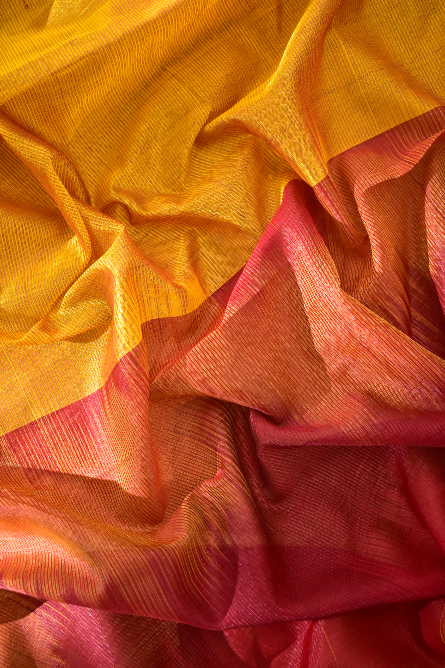 Marigold Yellow with Ikkat Pallu Cotton Saree in Mangalgiri Handwoven Silk, SS1026