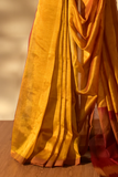Marigold Yellow with Ikkat Pallu Cotton Saree in Mangalgiri Handwoven Silk, SS1026 Marigold Yellow with Ikkat Pallu Cotton Saree in Mangalgiri Handwoven Silk, SS1026