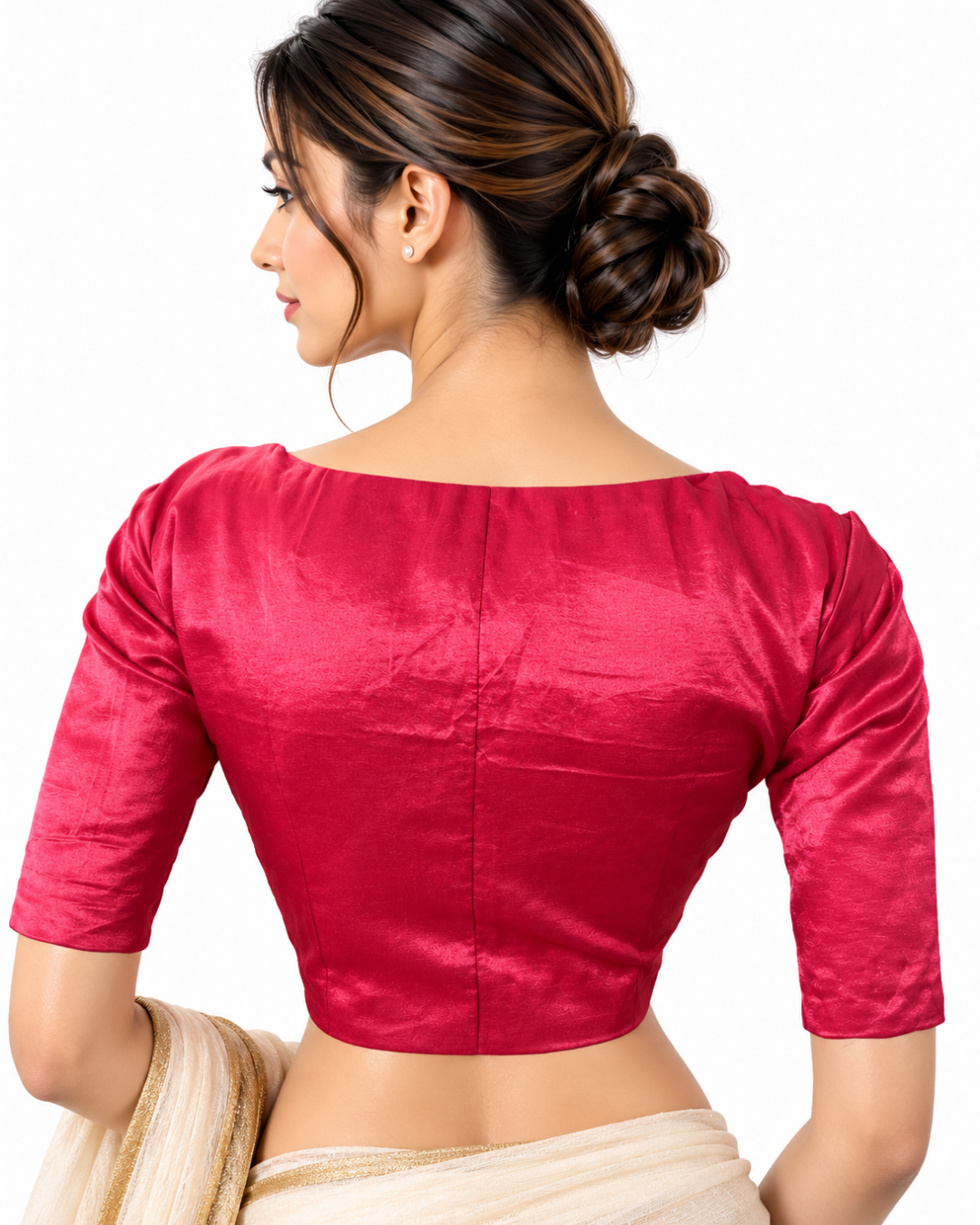 Gajji Silk Scallop neck Blouse, with  Lining,  Pink, BS1169
