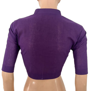 South Cotton V Collar  Blouse ,Purple , BH1312