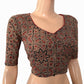 Ajrakh Cotton  Sweetheart neck Blouse,   Brown,  BA1133