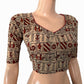 Ajrakh Cotton  Sweetheart neck Blouse,   Beige,  BA1141