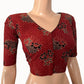 Ajrakh Cotton  V neck Blouse,   Maroon,  BA1144