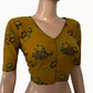 Ajrakh Cotton  V neck Blouse,   Mustard,  BA1145