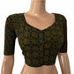 Ajrakh Cotton  Sweetheart neck Blouse,   Bottle Green,  BA1148