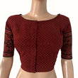 Ajrakh Cotton Boat Neck Blouse With Keyhole Back, Maroon ,  BA1170