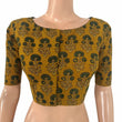 Ajrakh Cotton Boat Neck Blouse, Mustard , BA1178