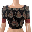 Ajrakh Cotton Boat Neck Blouse With Keyhole Back, Black , BA1182