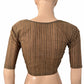 Striped Handloom Cotton  Sweetheart neck Blouse, Beige - black,  BH1251
